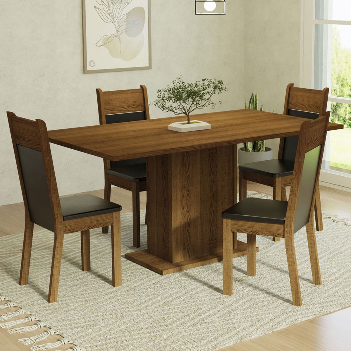 MADESA - Juego de Comedor Elisa con 4 Sillas