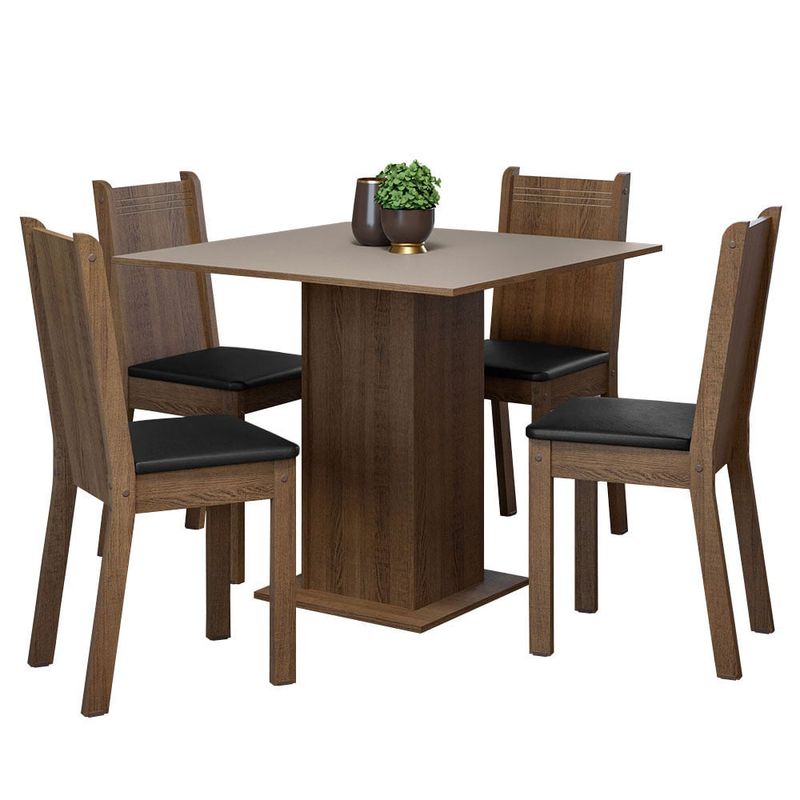 MADESA - Juego de Comedor Samara con 4 Sillas MarrónCremaNegro