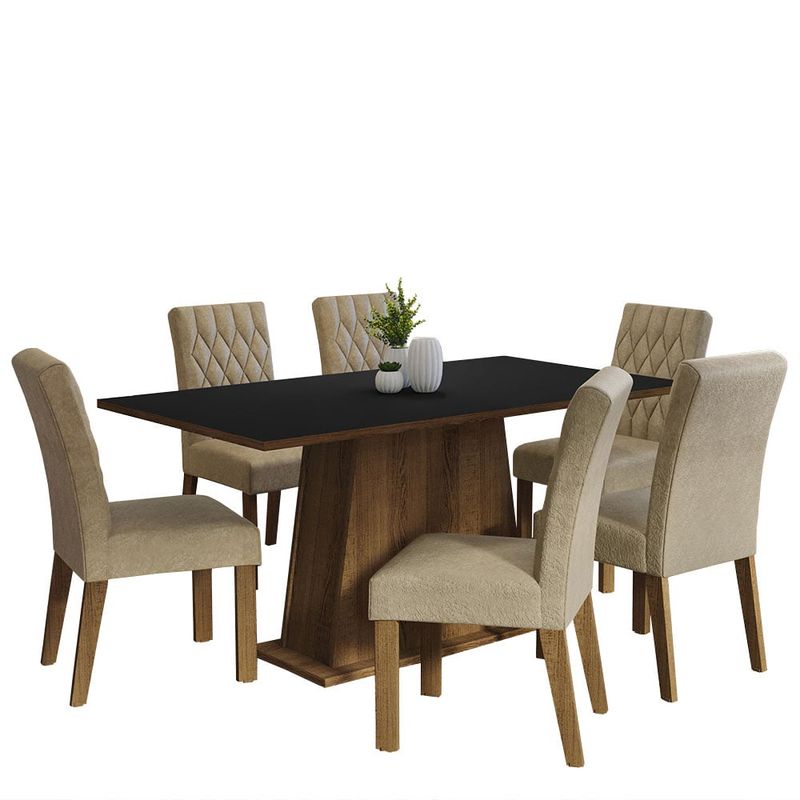 MADESA - Juego de Comedor Britney con 6 Sillas MarrónNegroImperial