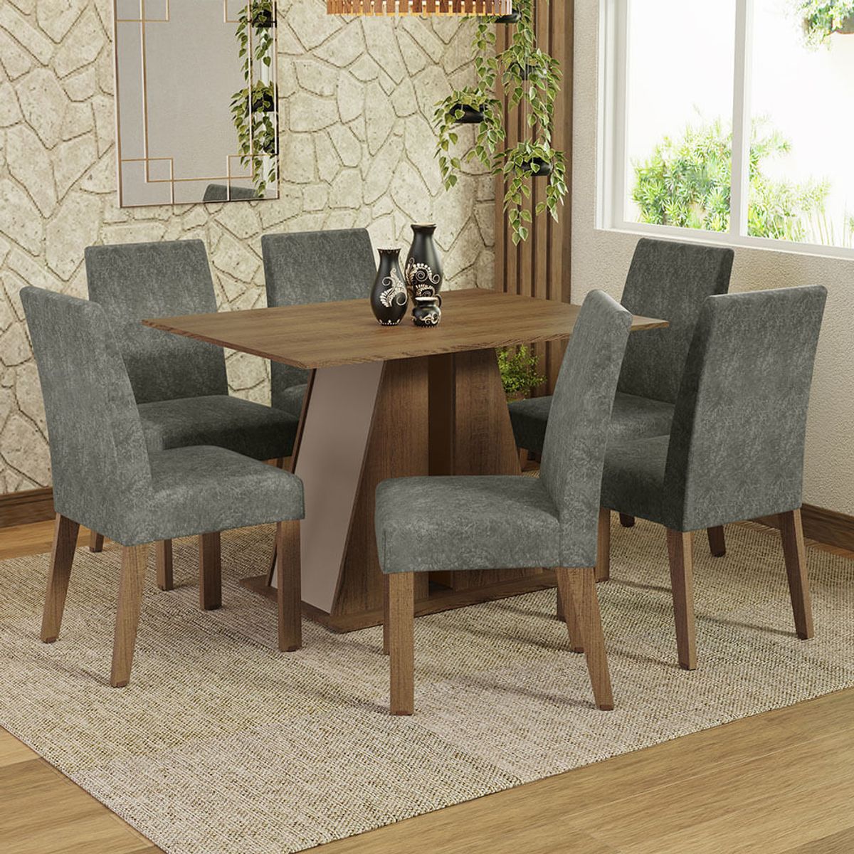 MADESA - Juego de Comedor Cheryl con 6 Sillas