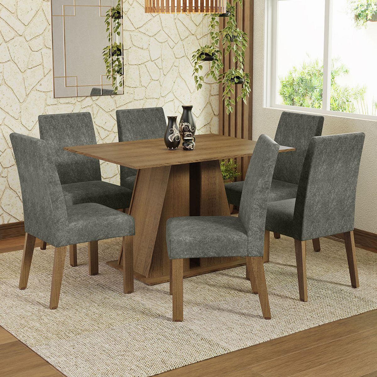 MADESA - Juego de Comedor Cheryl con 6 Sillas