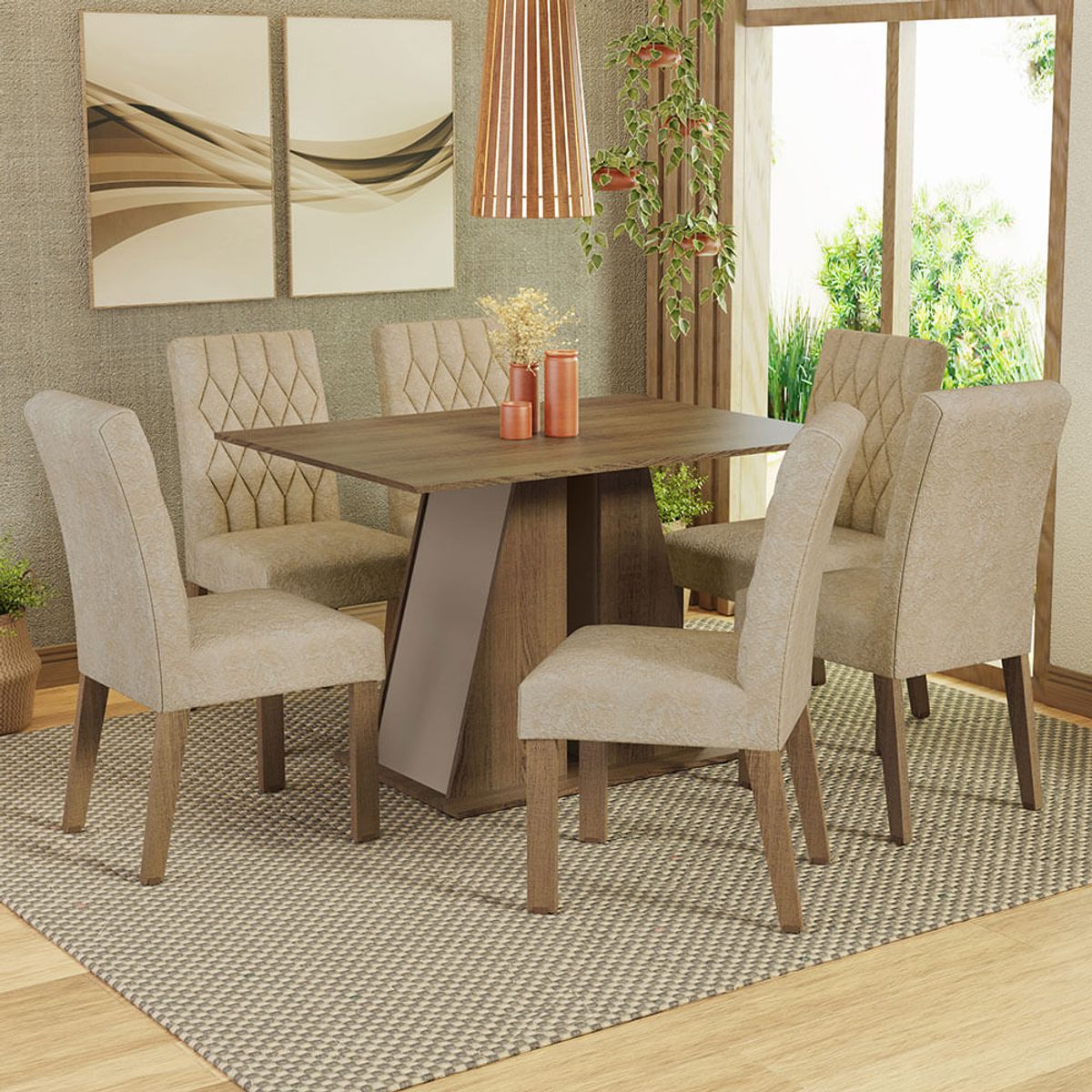 MADESA - Juego de Comedor Fabiana con 6 Sillas