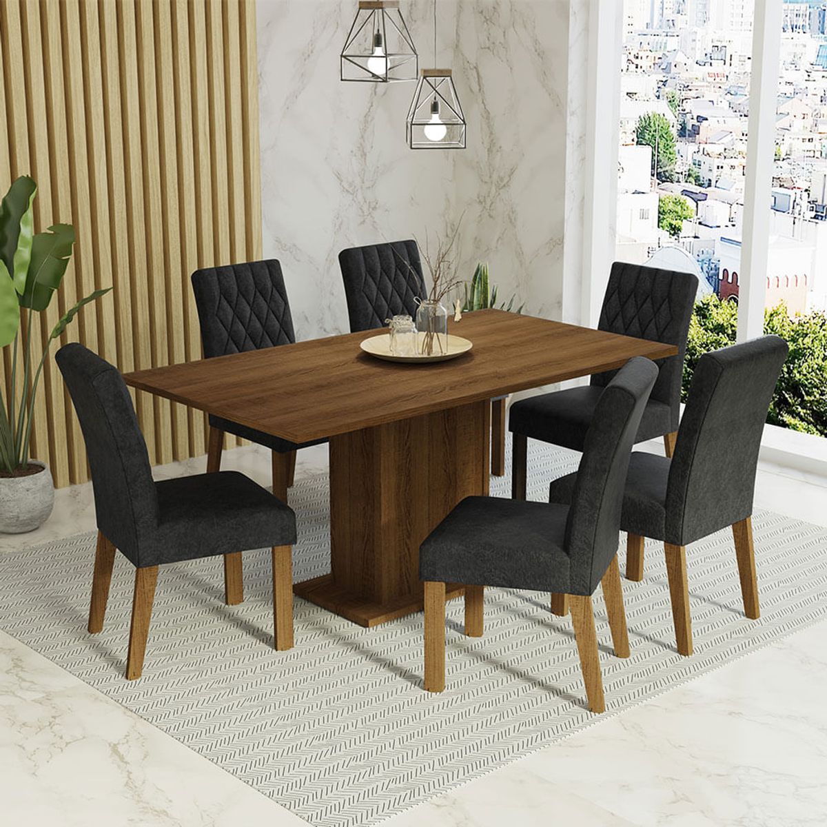 MADESA - Juego de Comedor Hanna con 6 Sillas Oxford