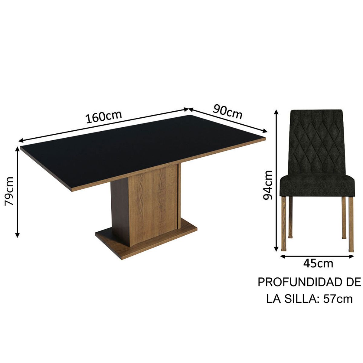 MADESA - Juego de Comedor Hanna con 6 Sillas Oxford