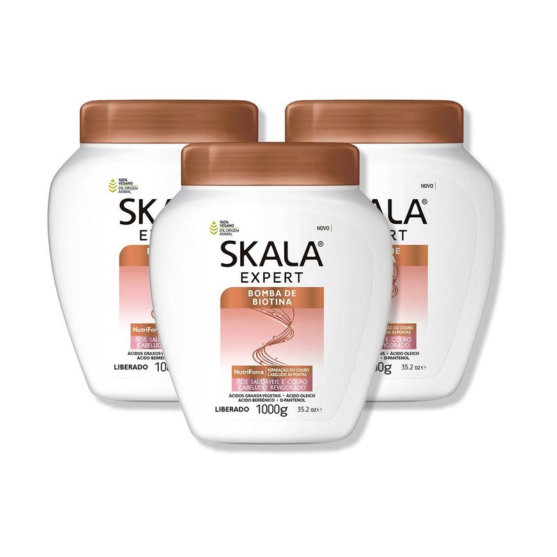 SKALA - CREMA DE TRATAMIENTO CAPILAR BOMBA BIOTINA CURL GIRL VEGANA 1000G - SKALA 3 UNID