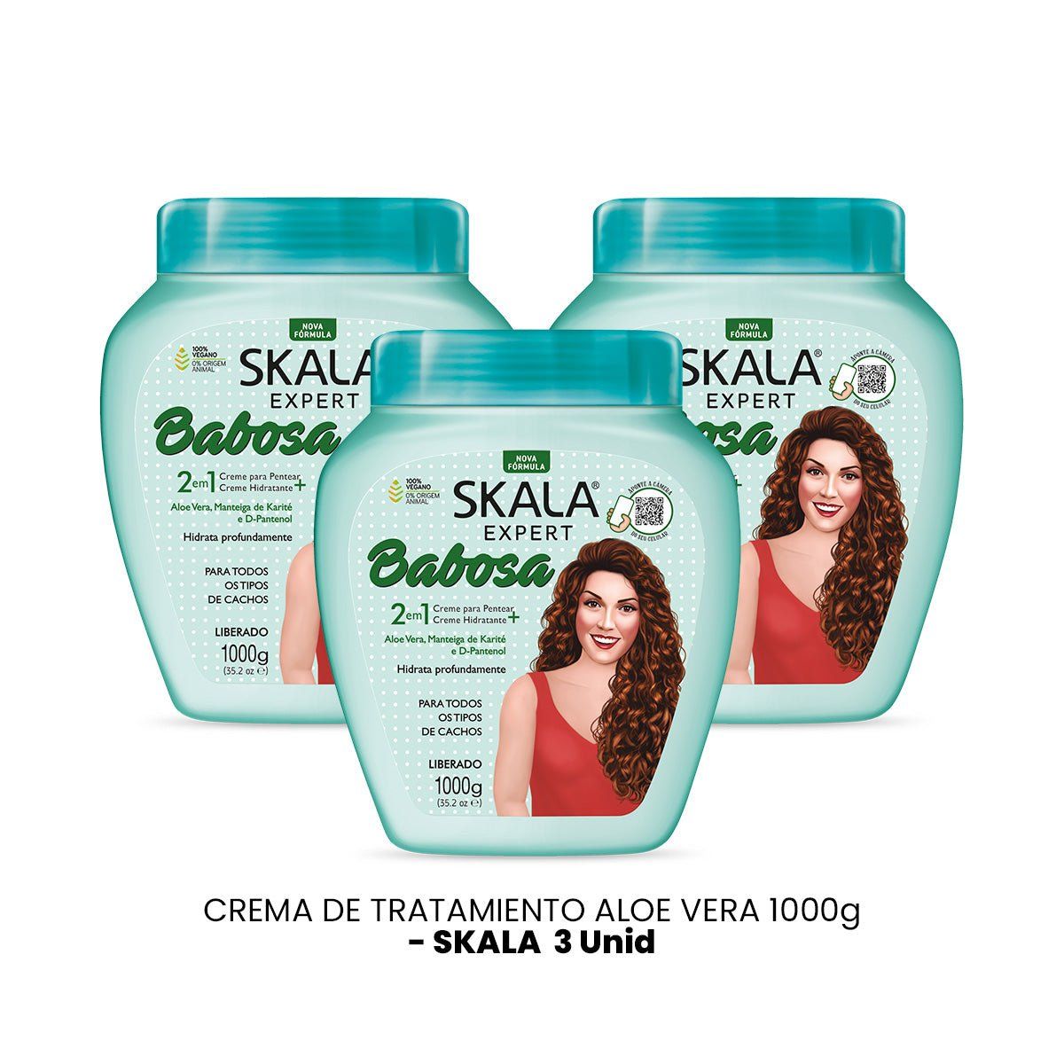 SKALA - MÁSCARA DE TRATAMIENTO 2 EN 1 SKALA EXPERT BABOSA ALOE VERA POTE 1000G 3 UNID