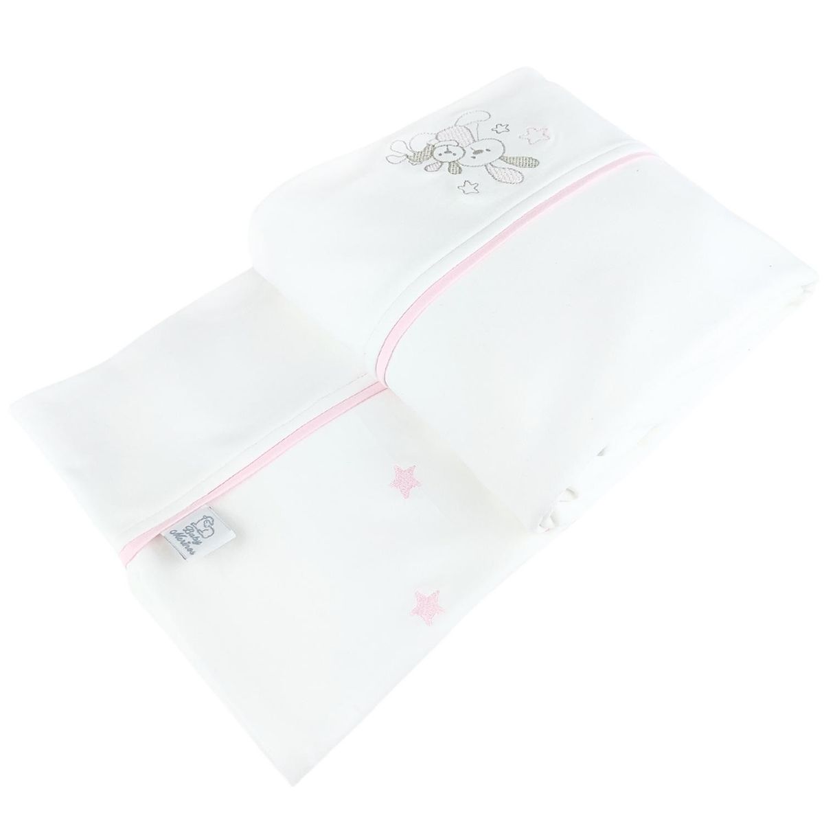 BABY MERINOS - Set de Sábanas Bebe Algodón Cuna Niña - 2 conejos - BRB
