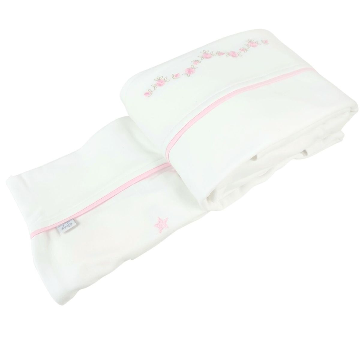 BABY MERINOS - Juego de Sabanas 130 x 70 cm Niña - Rosado Flores - BRB