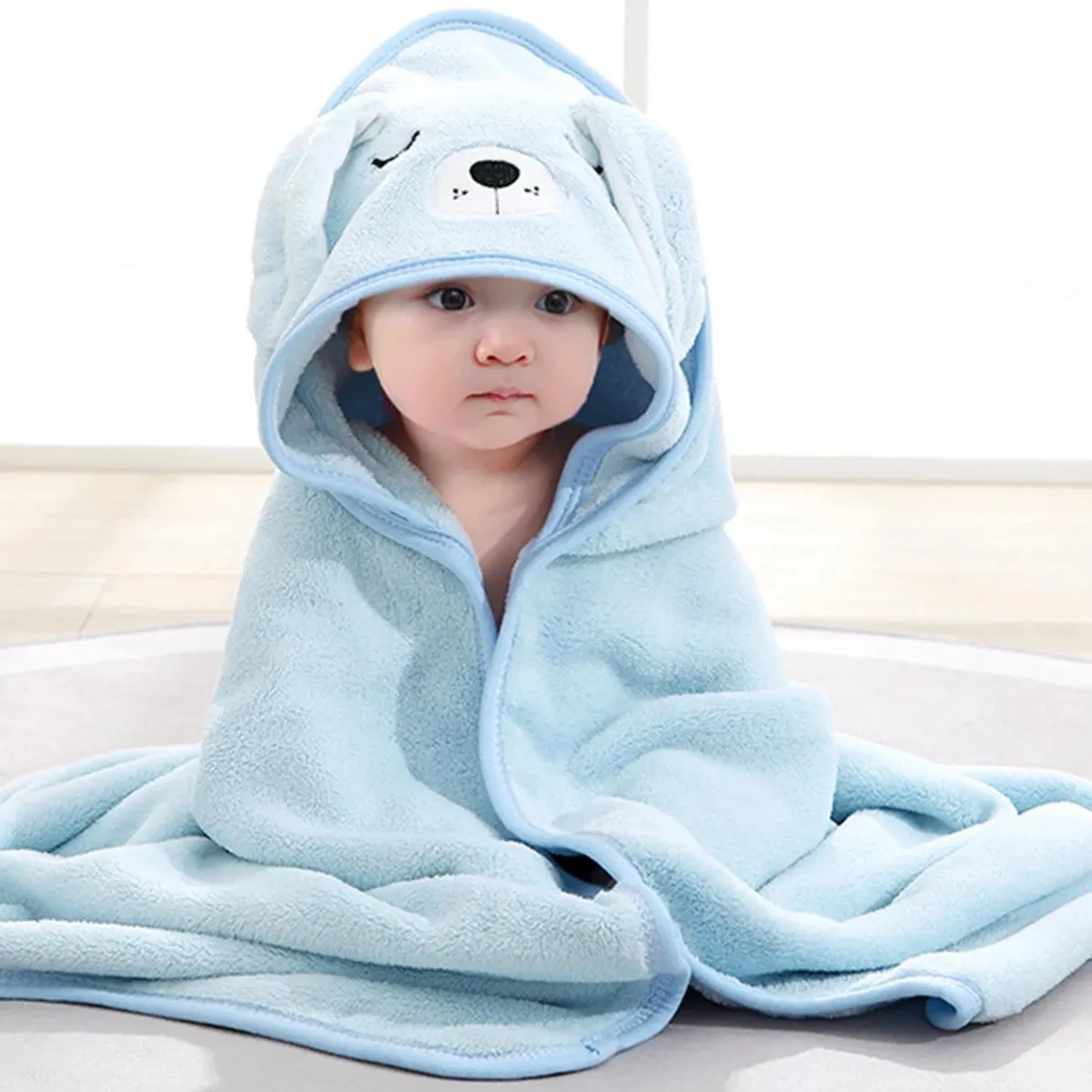 GENERICO - Toalla baño bebé - Perrito - Celeste