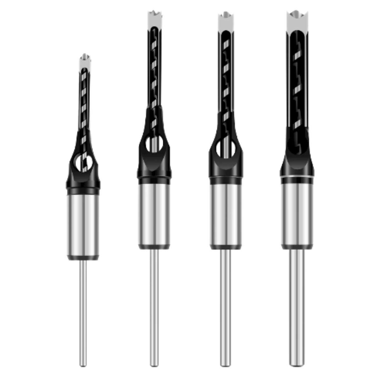 GENERICO - Set de 4 Brocas Cuadradas de Mortaja para Carpintería 6.4mm  a 12.7mm.