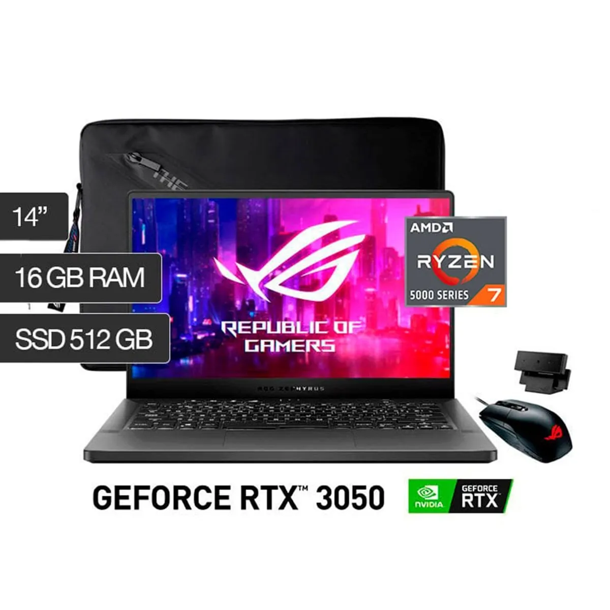 ASUS - Asus ROG Zephyrus G14 14" WQHD 120Hz, AMD Ryzen 7 5800HS, 16GB RAM, 512GB SSD, RTX 3050 4GB, Windows 11