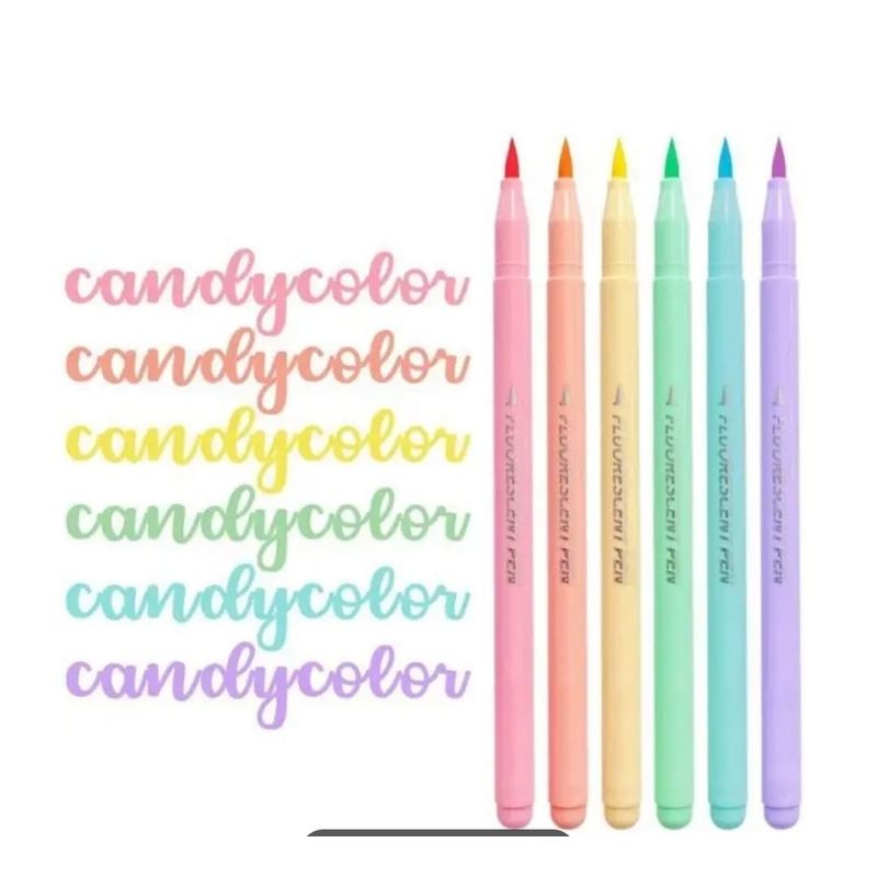 GENERICO - PLUMONES PASTELES PUNTA PINCEL X 6 UND