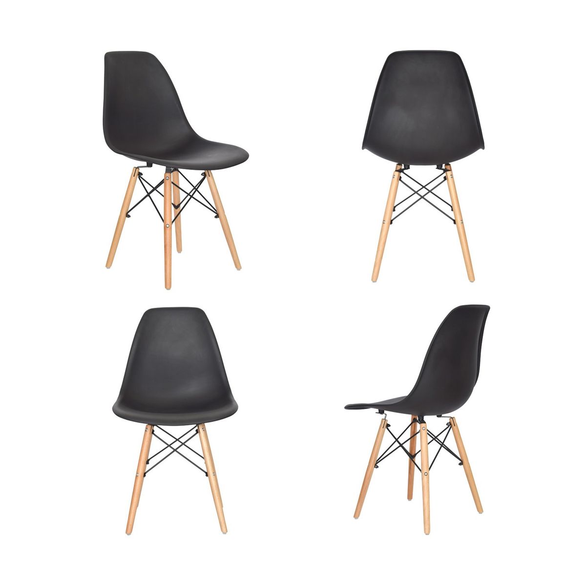 BONNO - Set X 4 Silla De Diseño Eames Negro Bonno