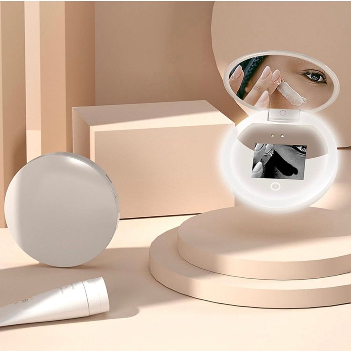 TOCOBO - Espejo Compacto Con Cámara Uv Para Prueba De Protector Solar