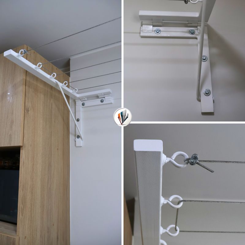 GENERICO - Tendedero Plegable 5lineas Imahi 20x40 Pared 3m blanco