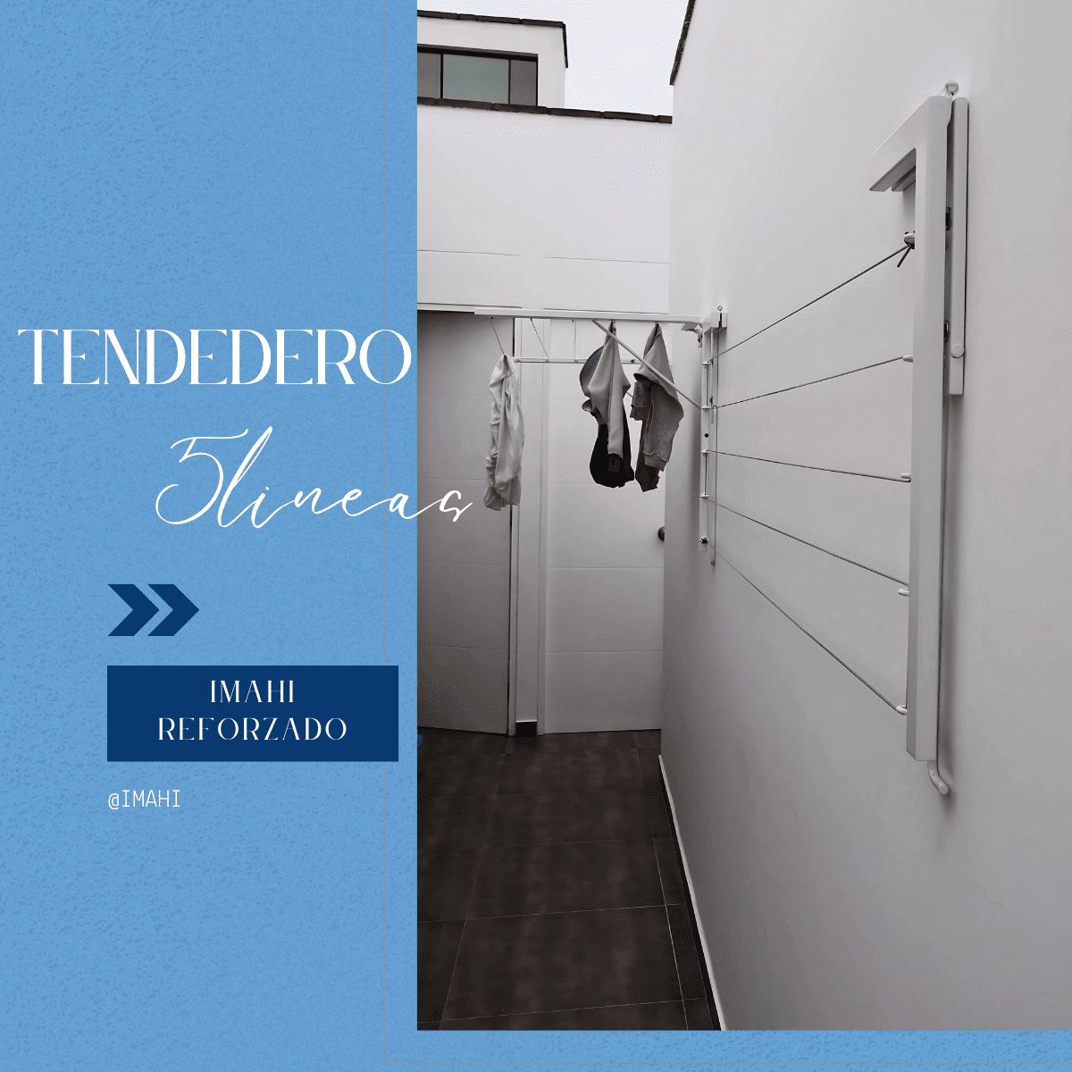 GENERICO - Tendedero de Pared plegable IMAHI 5Líneas 3m Blanco