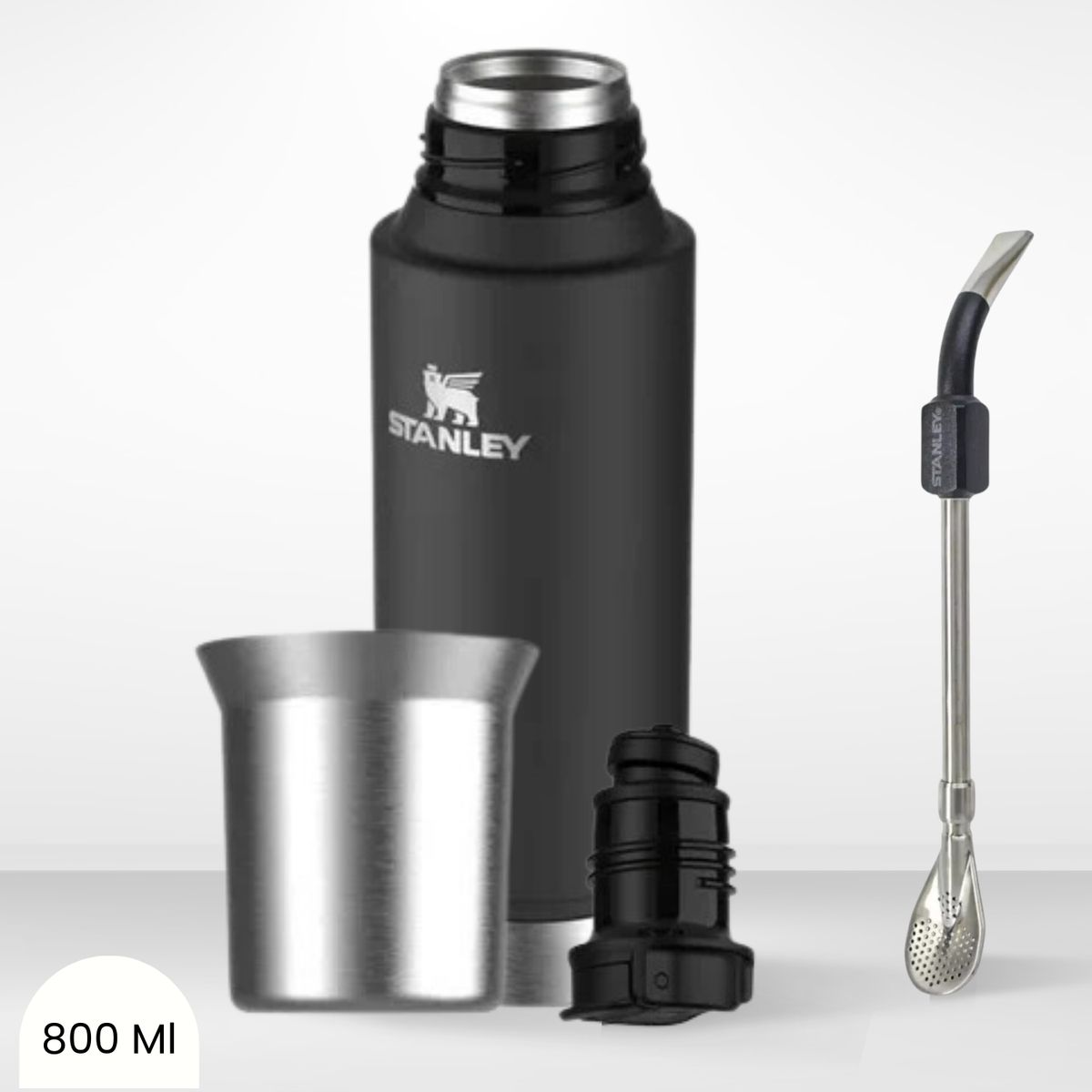STANLEY - Termo de Bebida Mate System Stanley 800ml + Bombilla Negro