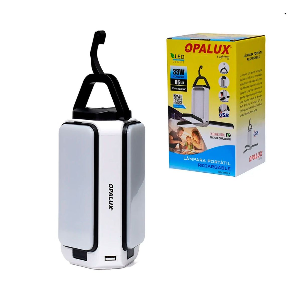 OPALUX - Lámpara Portátil Recargable 33W OP-L9863LA OPALUX