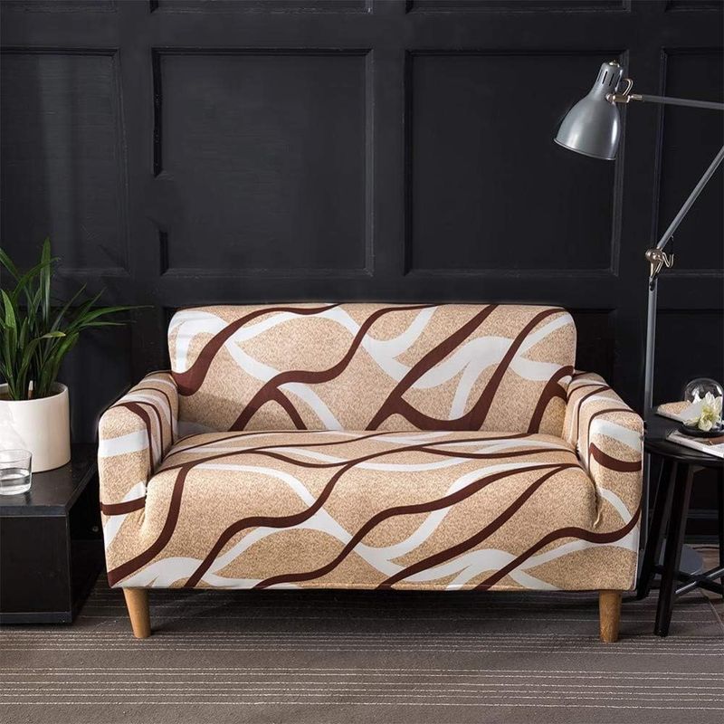 GENERICO - Funda De Muebles 3-2-1 Con 6 Cojines - Estampado Camello Con Lineas