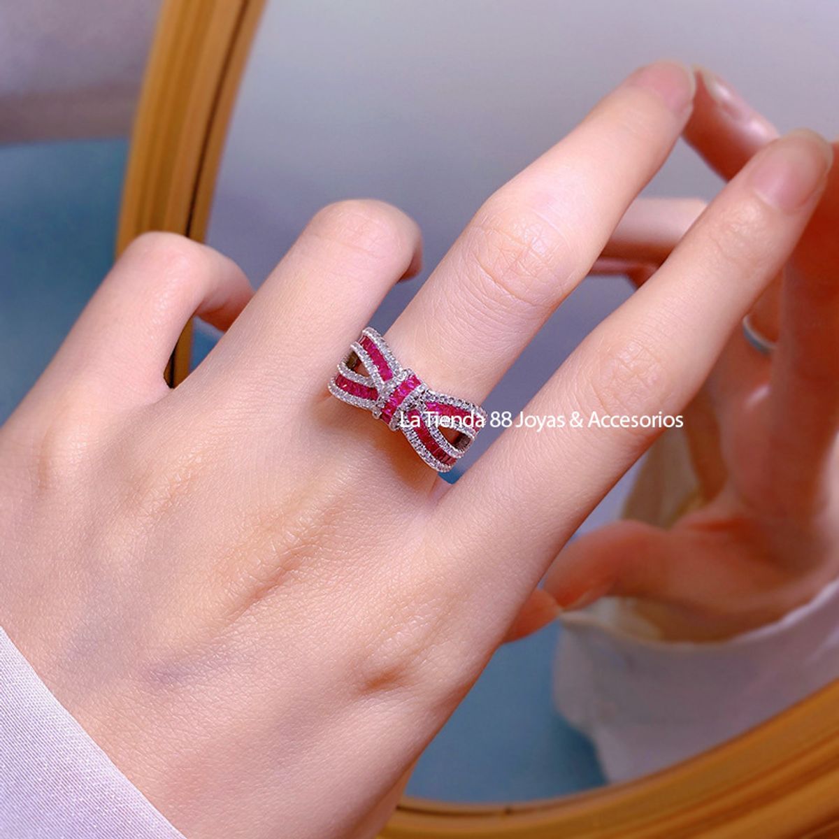 LA TIENDA 88 JOYAS Y ACCESORIOS - La Tienda 88 - Anillo De Luxe Mujer Bañado en Oro - Fucsia