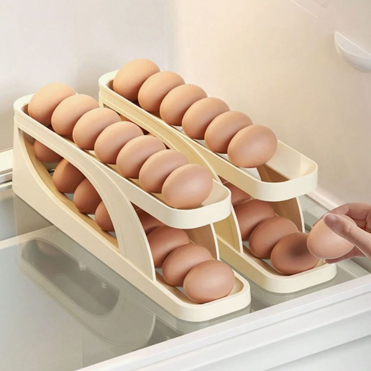 GENERICO - ORGANIZADOR DISPENSADOR DE HUEVOS PARA REFRIGERADOR O ALACENA 2 NIVELES