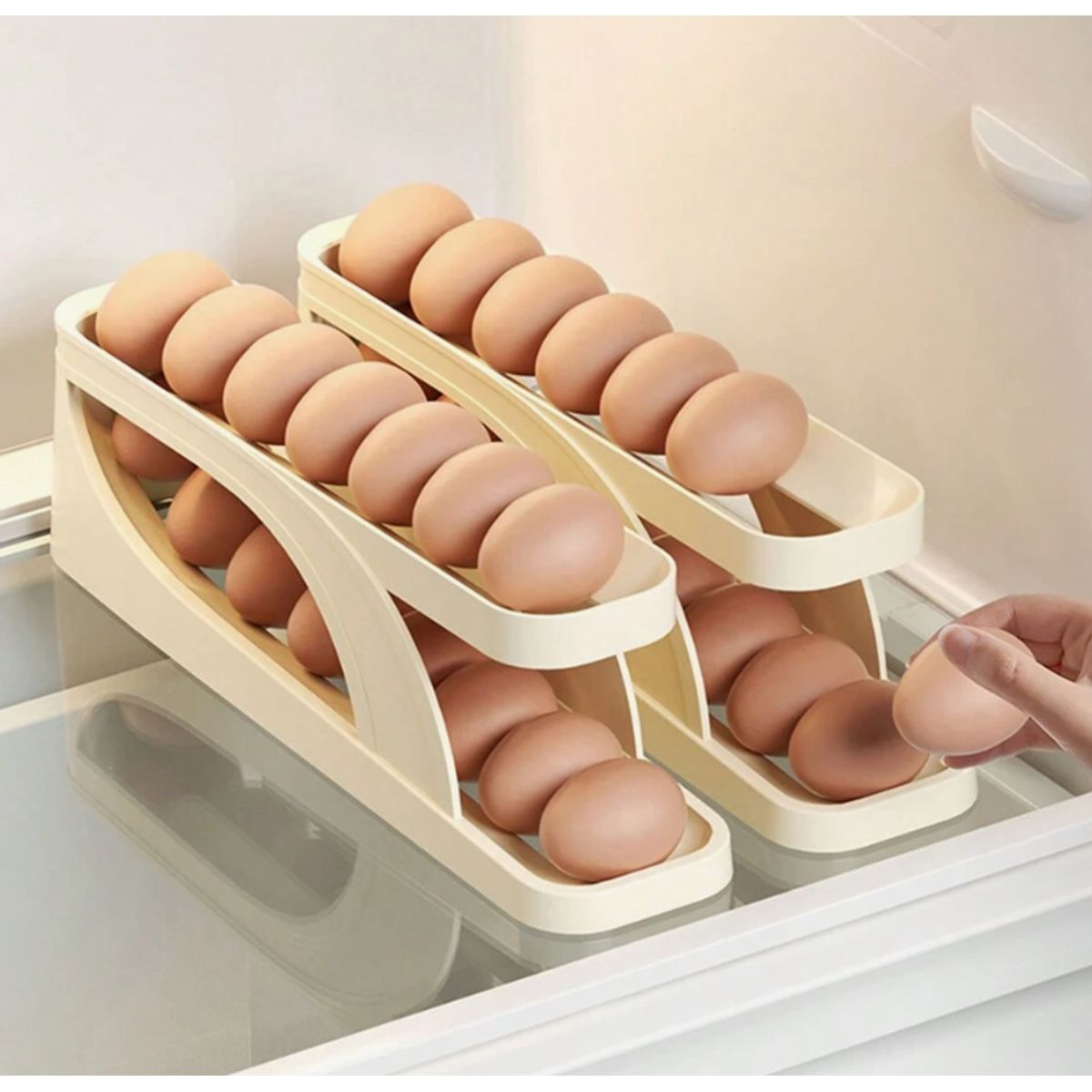 GENERICO - ORGANIZADOR DISPENSADOR DE HUEVOS PARA REFRIGERADOR O ALACENA 2 NIVELES