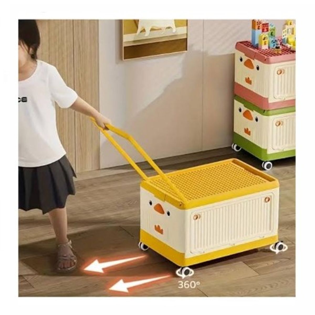 GENERICO - Caja Organizadora de Juguete con TapaRuedas Amarillo