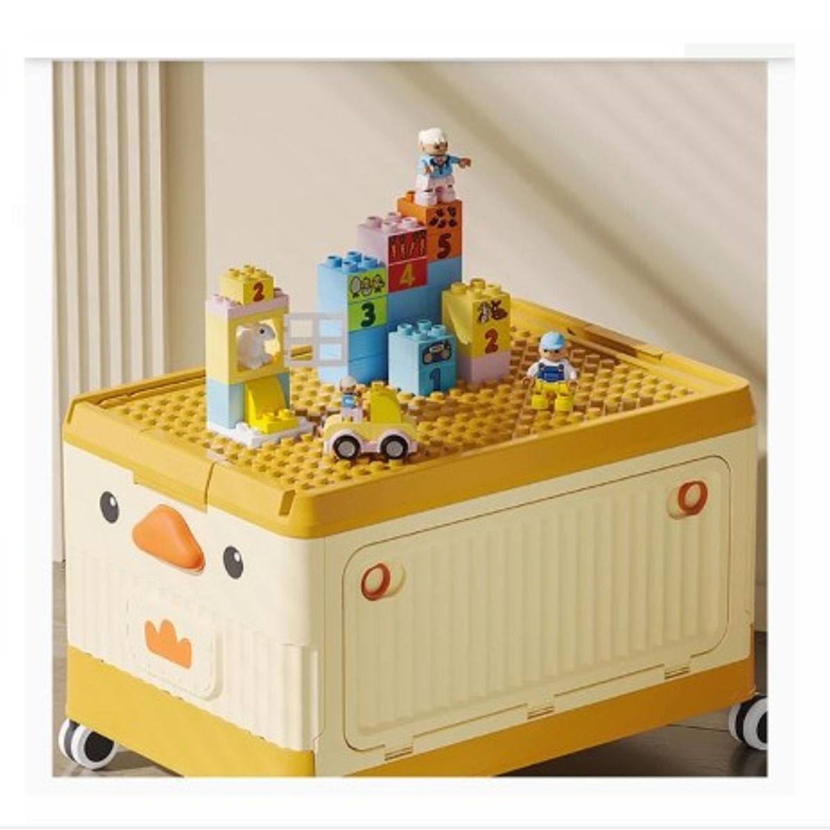 GENERICO - Caja Organizadora de Juguete con TapaRuedas Amarillo