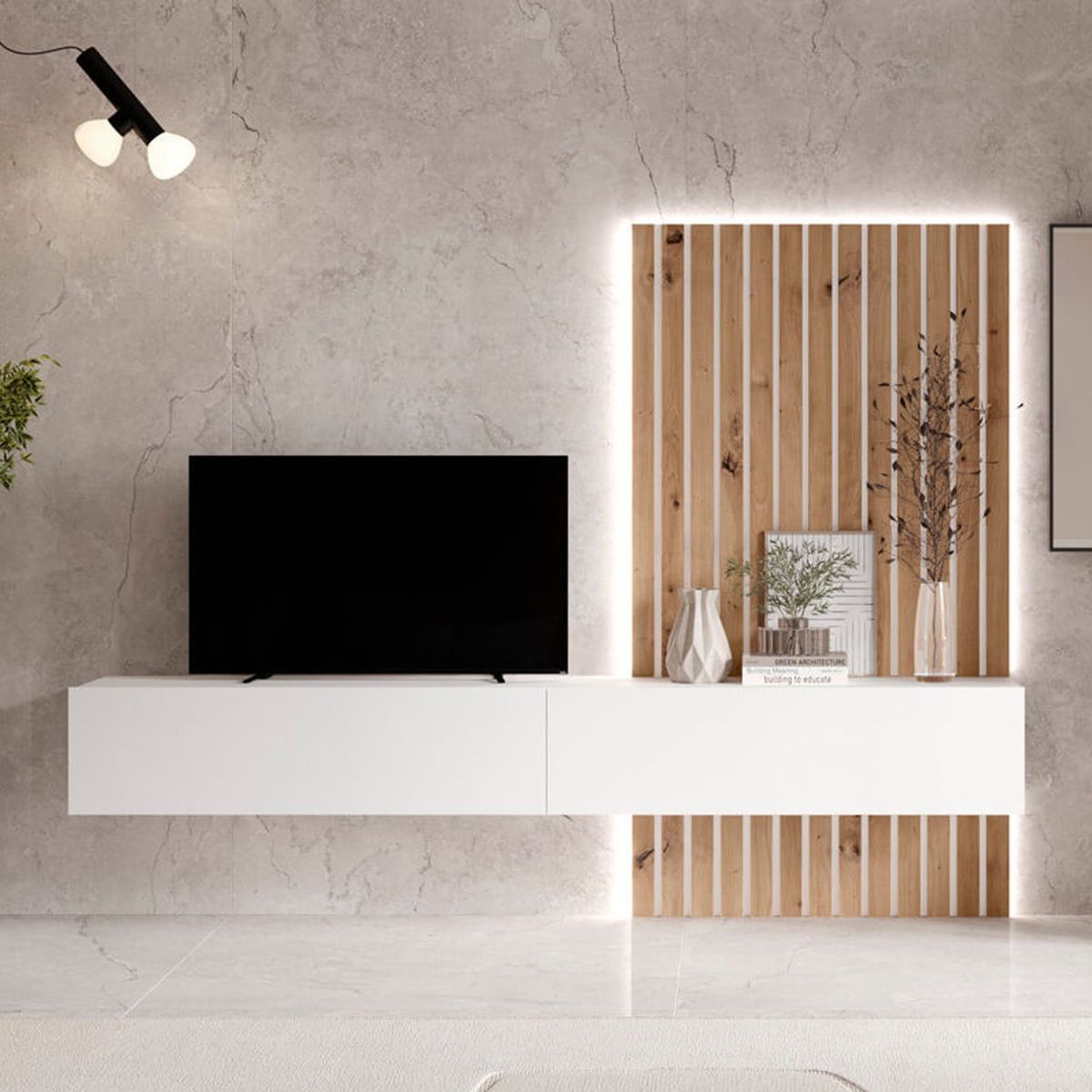 VENTITAS HOME - Mesa de TV Flotante 55” Crissanti Ventitas Home Color Blanco
