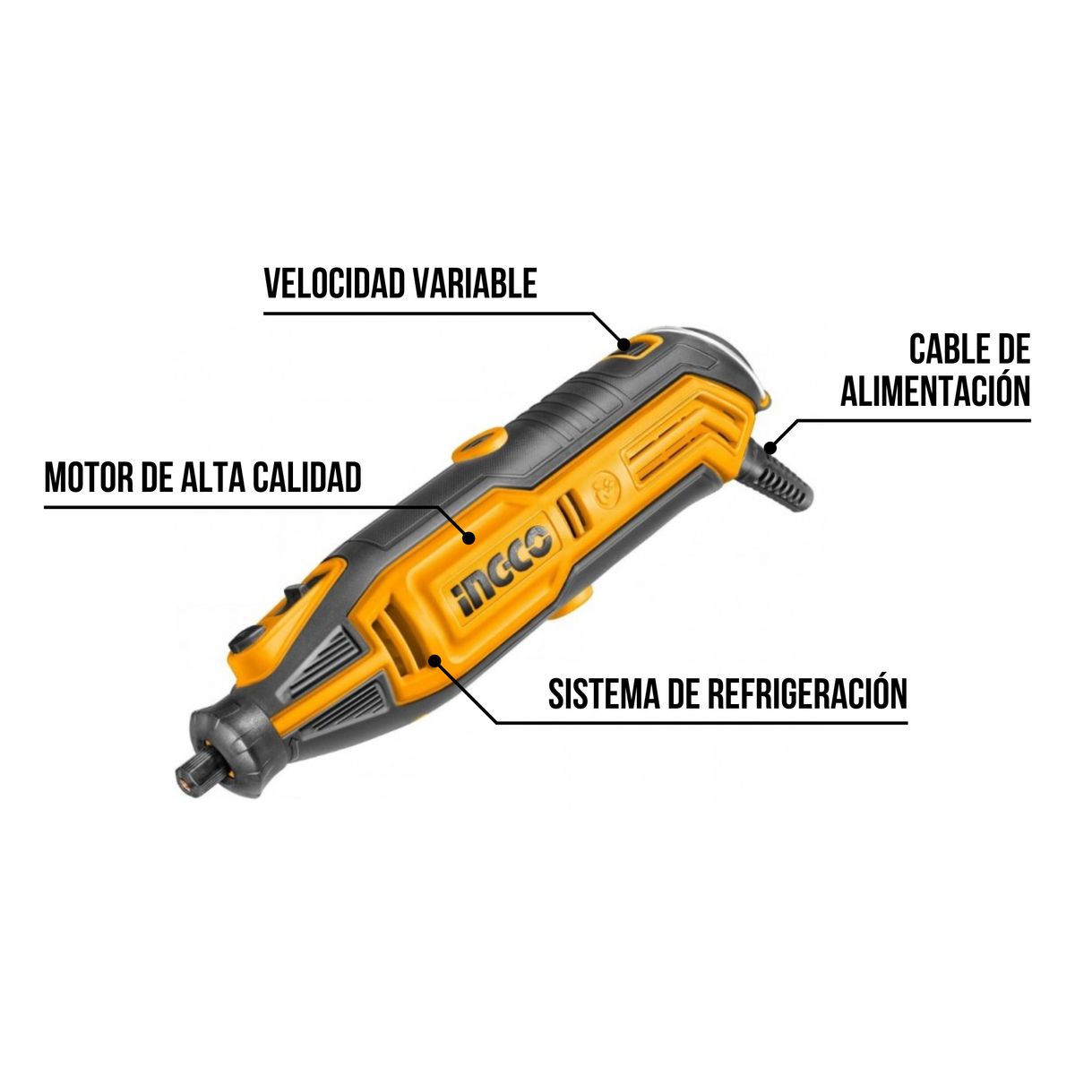 INGCO TOOLS - Mini grinder 130w + 252 accesorios Ingco