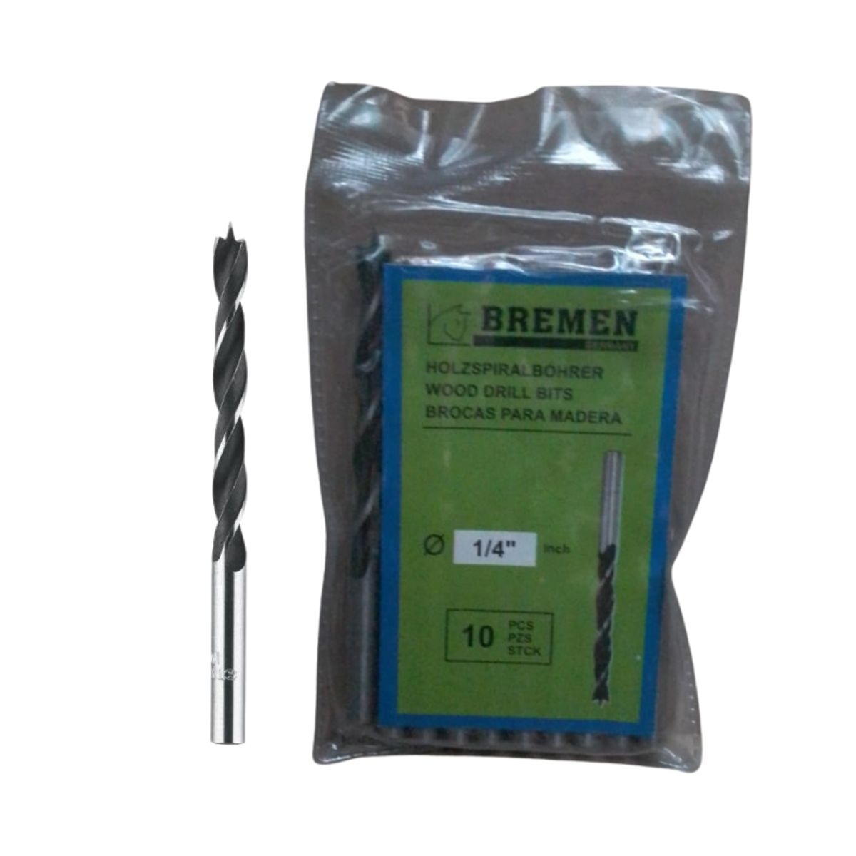 BREMEN - Pack x 10 : Broca para Madera Bremen 1/4"   - Gris