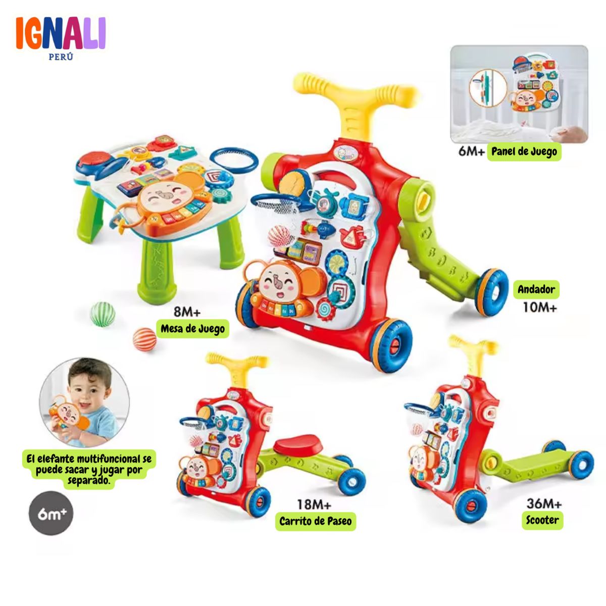 GENERICO - Caminadora 5 en 1 multifunción Verde