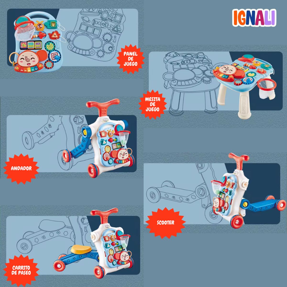 GENERICO - Caminadora 5 en 1 multifunción Verde