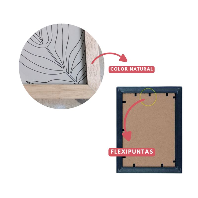 GENERICO - Set de 3 cuadros de madera natural