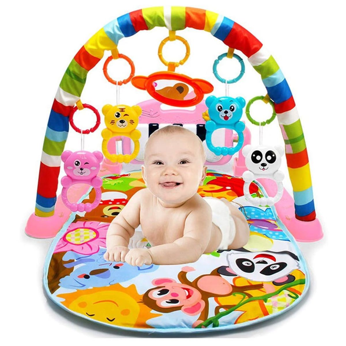 BABY WORLD - Gimnasio de Bebe con Piano Para Patear Rosado