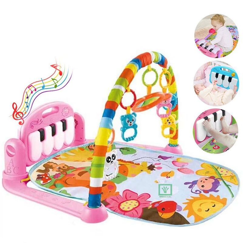 BABY WORLD - Gimnasio de Bebe con Piano Para Patear Rosado