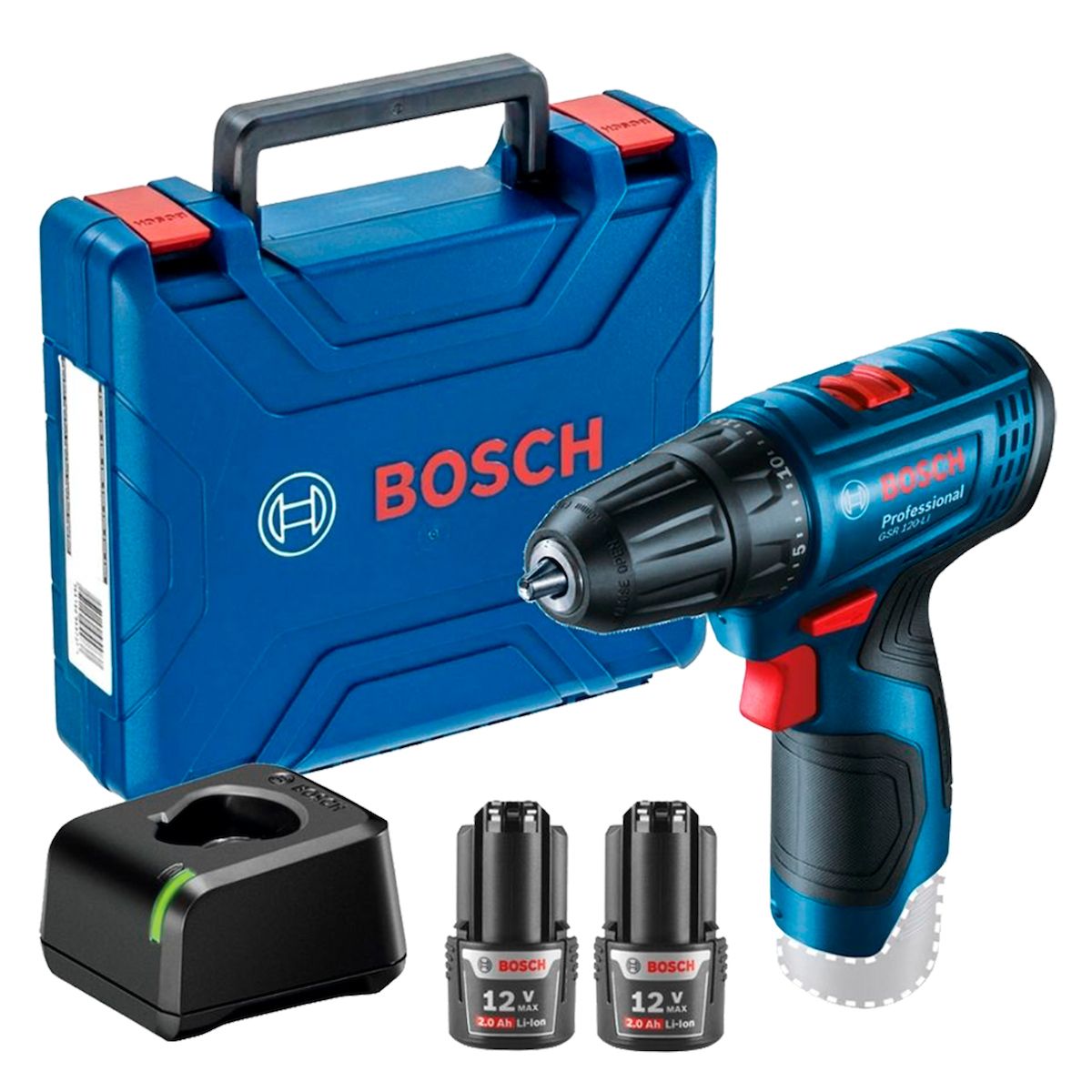 BOSCH - Taladro Atornillador Bosch Gsr 120 Li 12v + 2 Batería/ Carg.