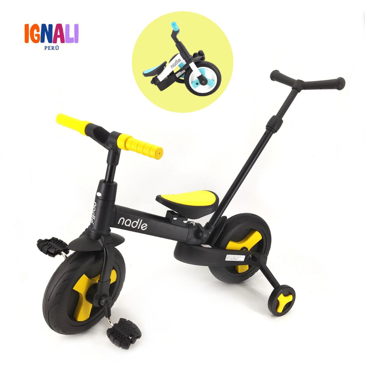 GENERICO - Triciclo multifuncion premium Amarillo