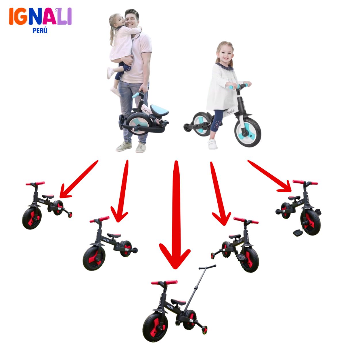 GENERICO - Triciclo multifuncion premium Amarillo