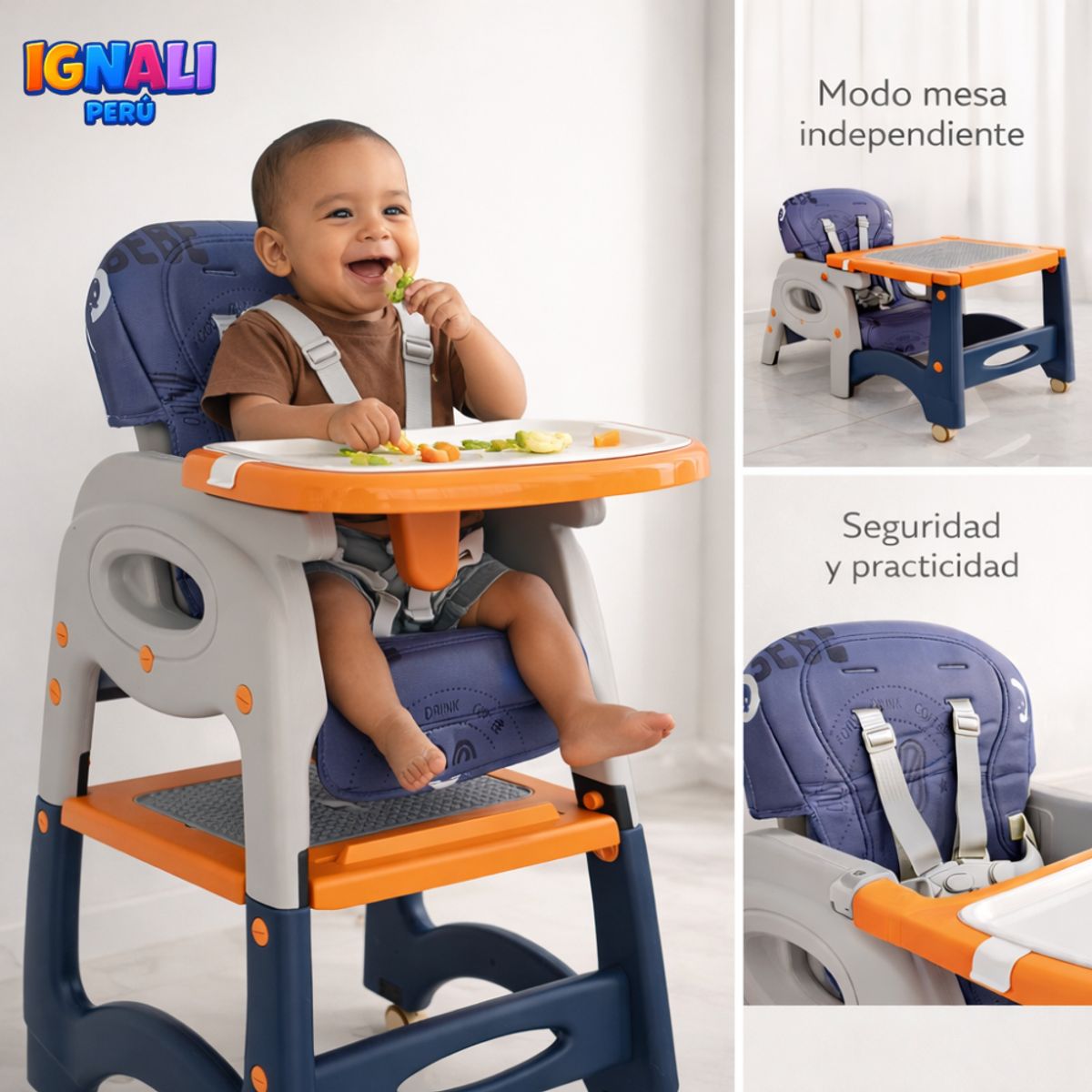 GENERICO - Silla de comer 6 en 1 Azul