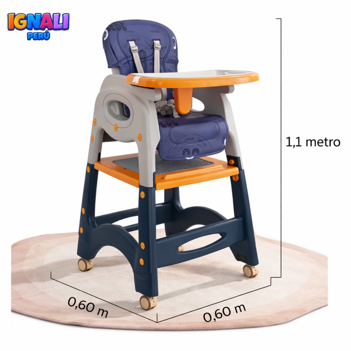 GENERICO - Silla de comer 6 en 1 Azul