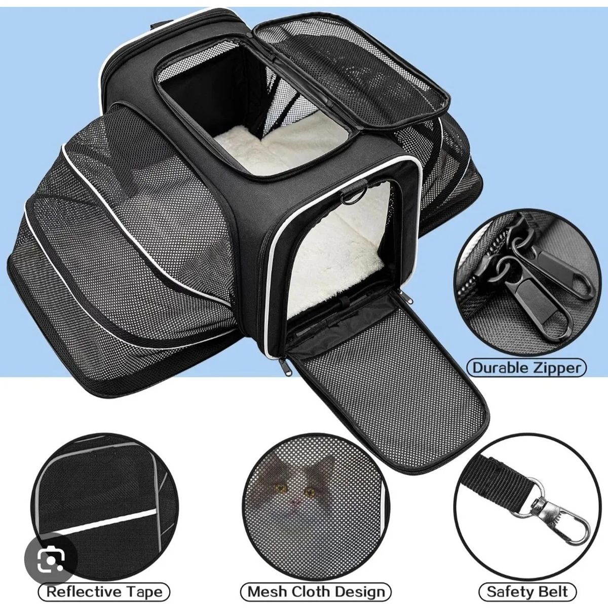GENERICO - Transportador plegable expandible para mascota gato perro