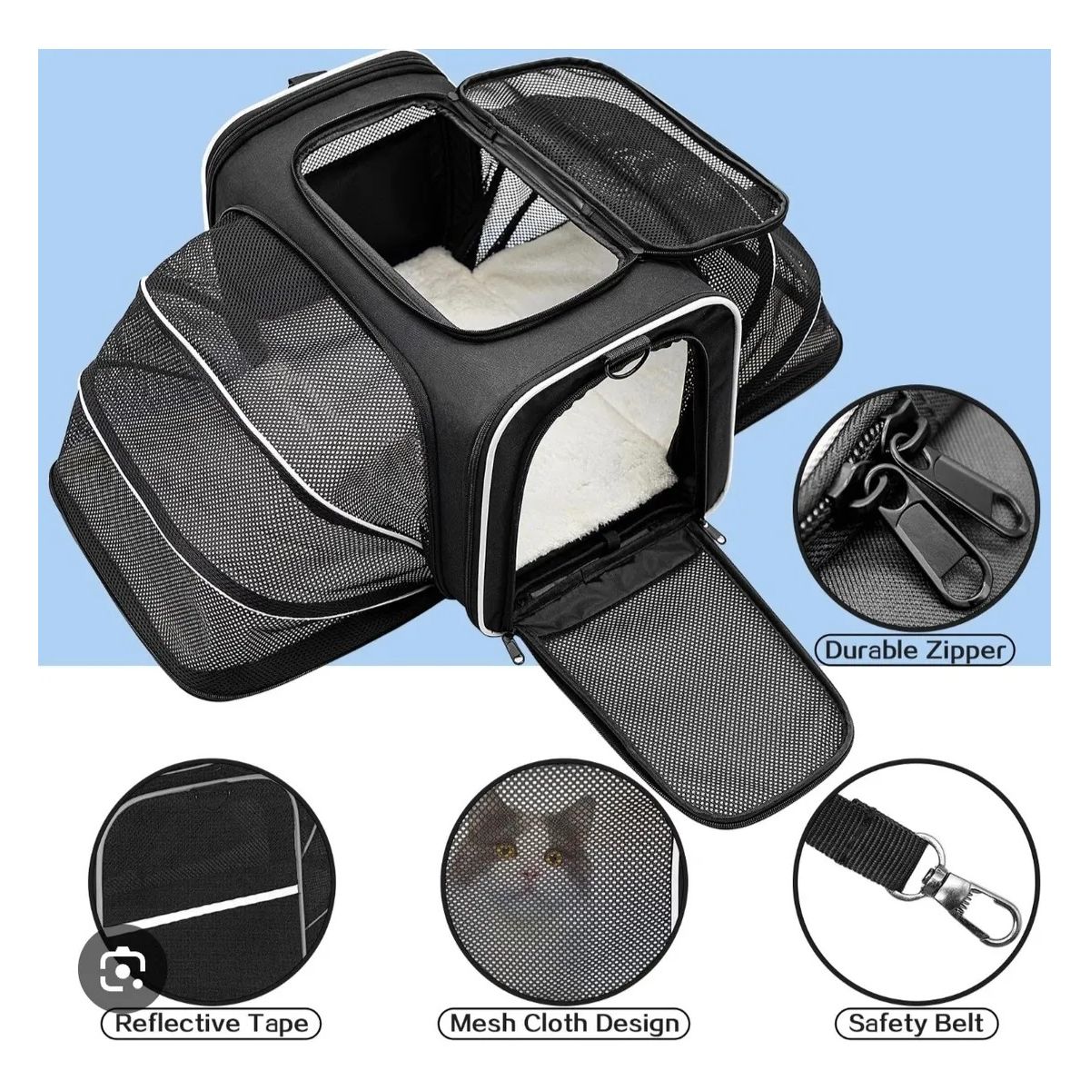 GENERICO - Transportador plegable expandible para mascota gato perro