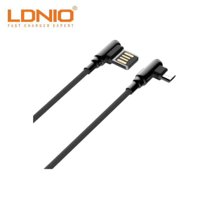 LDNIO - Cable Data LDNIO LS422 Micro USB 90° Angle Negro Codo 2m Game Friendly
