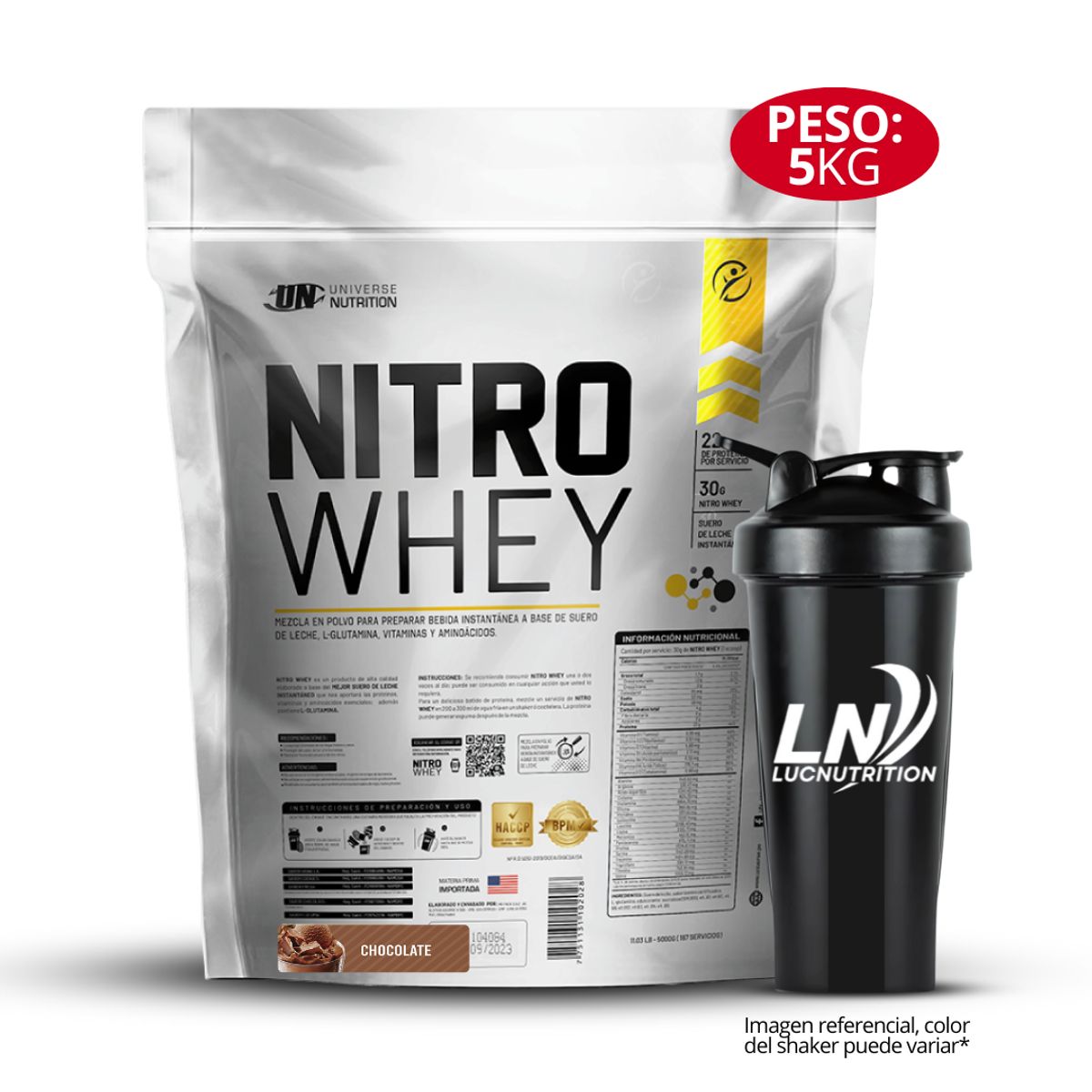 UNIVERSE NUTRITION - Nitro whey 5 Kg Chocolate + Shaker