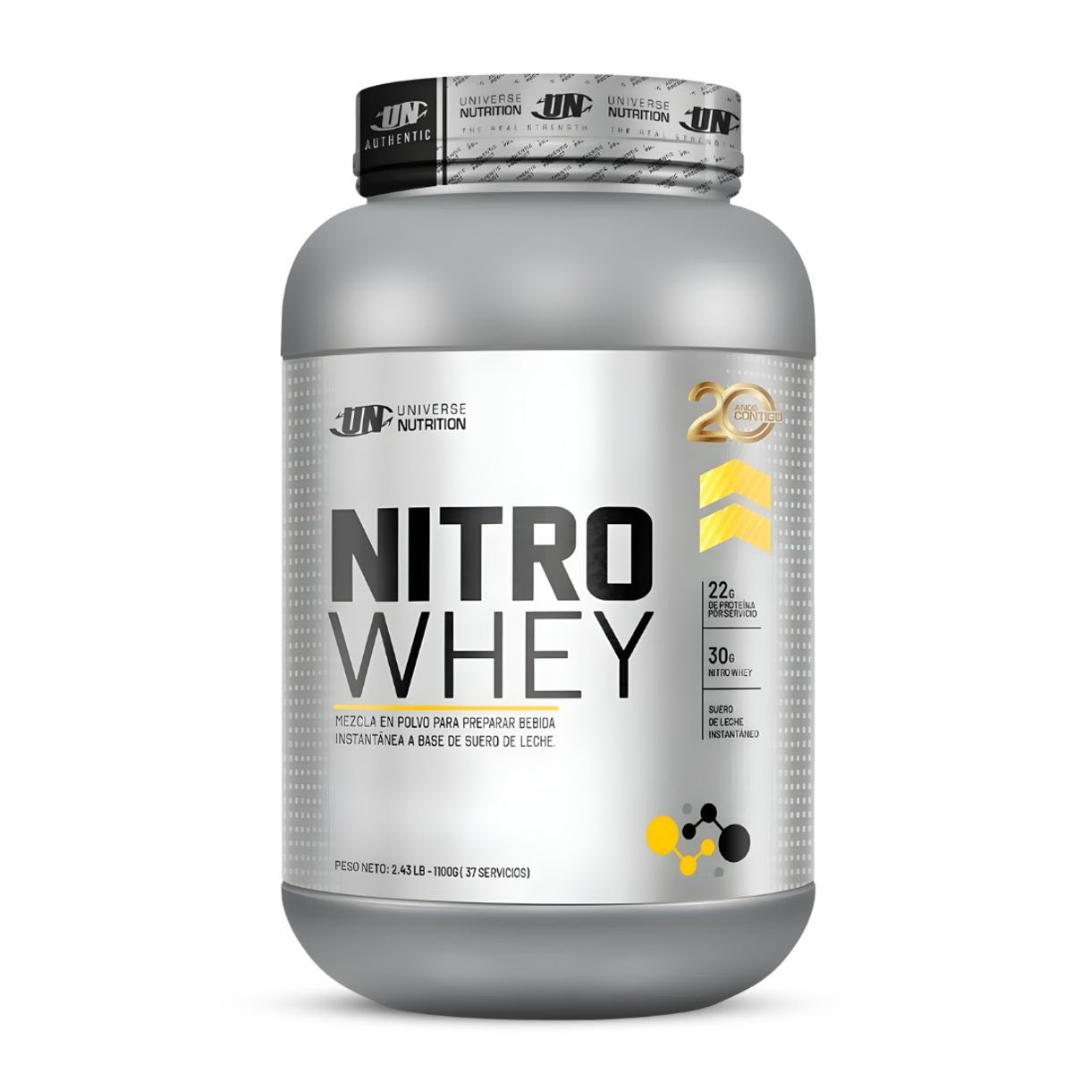 UNIVERSE NUTRITION - Nitro Whey 1.1 kg Proteina - Chocolate + Smart Shaker 3 Cuerpos