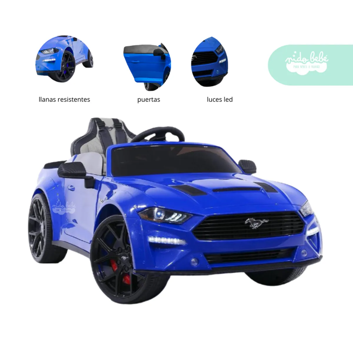 GENERICO - Carrito a Batería para niño Mustang color Azul