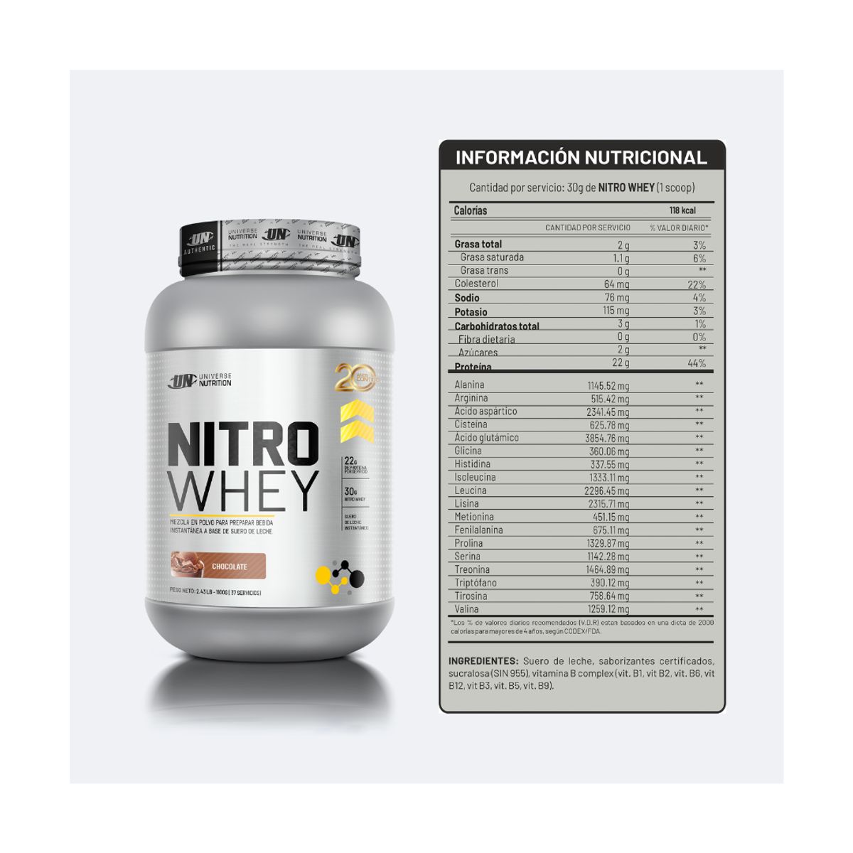 UNIVERSE NUTRITION - Nitro Whey 1.1 KG Proteina Whey - Vainilla