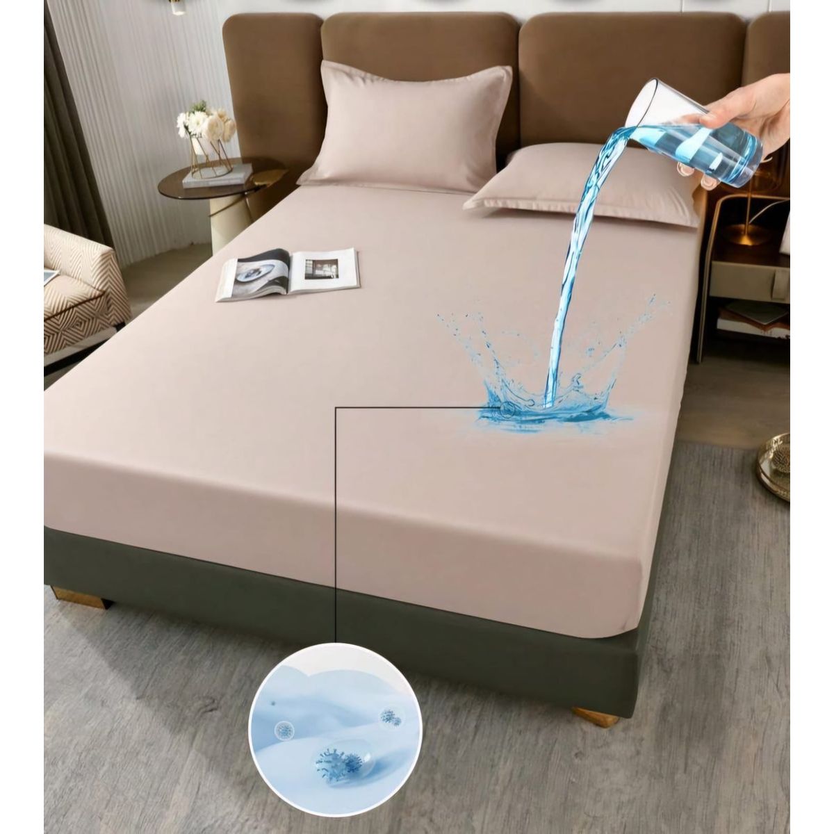 GENERICO - Protector de Colchon 2 Plazas Impermeable Con Cierre