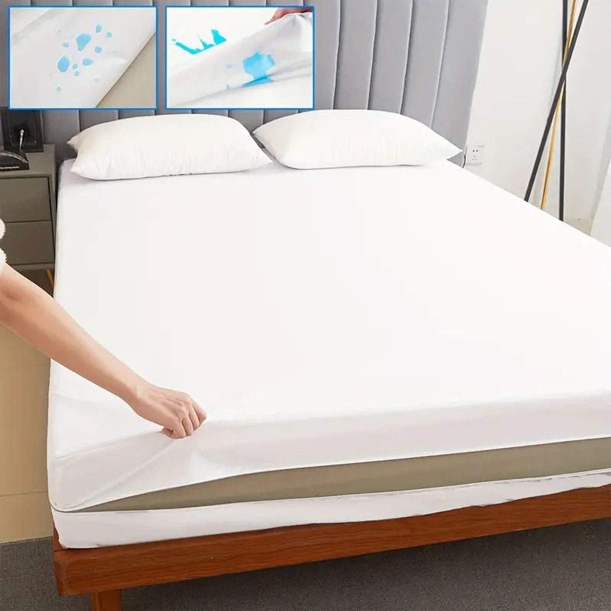 GENERICO - Protector de Colchon 2 Plazas Impermeable Con Cierre